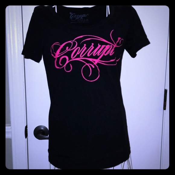 Spencer's Tops - Black and pink Corrupt tshirt